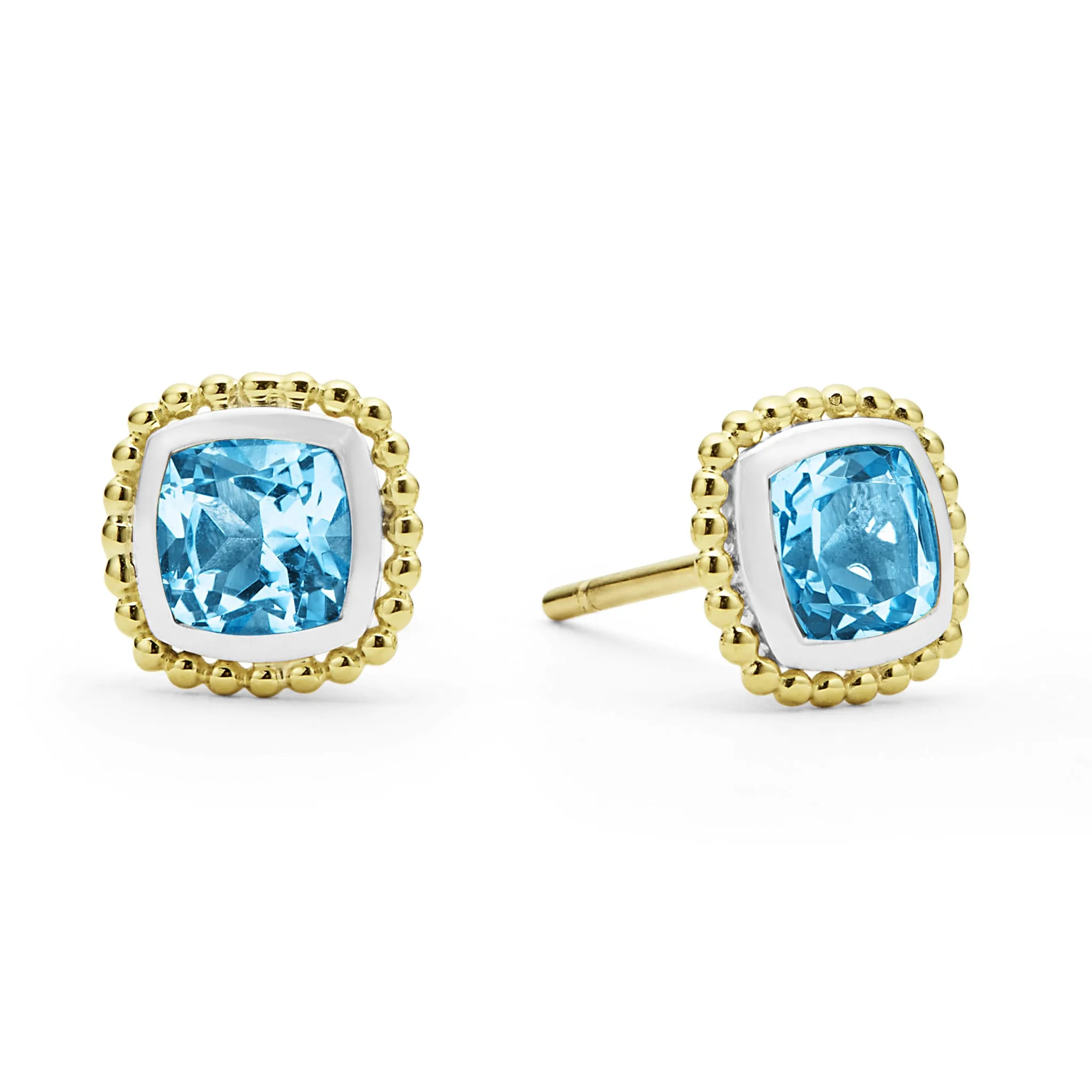 Caviar Color Swiss Blue Topaz Caviar Stud Earrings