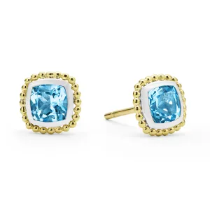 Caviar Color Swiss Blue Topaz Caviar Stud Earrings