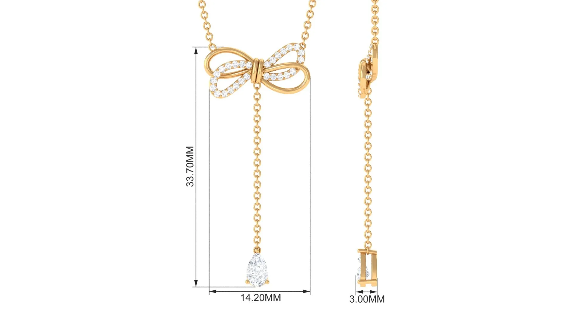 Certified Diamond Drop Bow Necklace