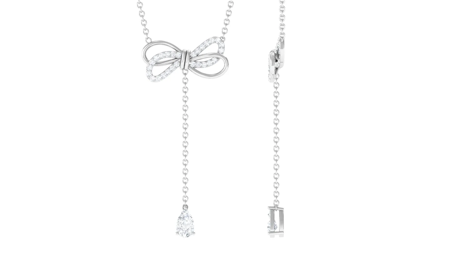 Certified Diamond Drop Bow Necklace