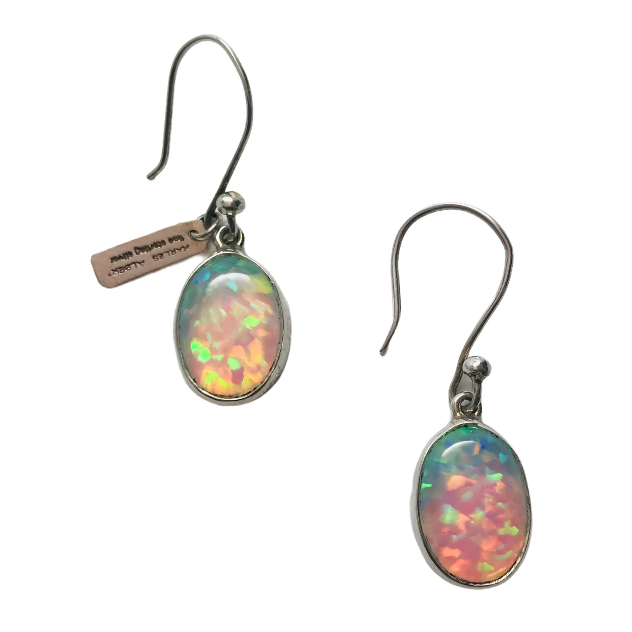 Charles Albert Silver - Lab Created Opal Drop Earrings