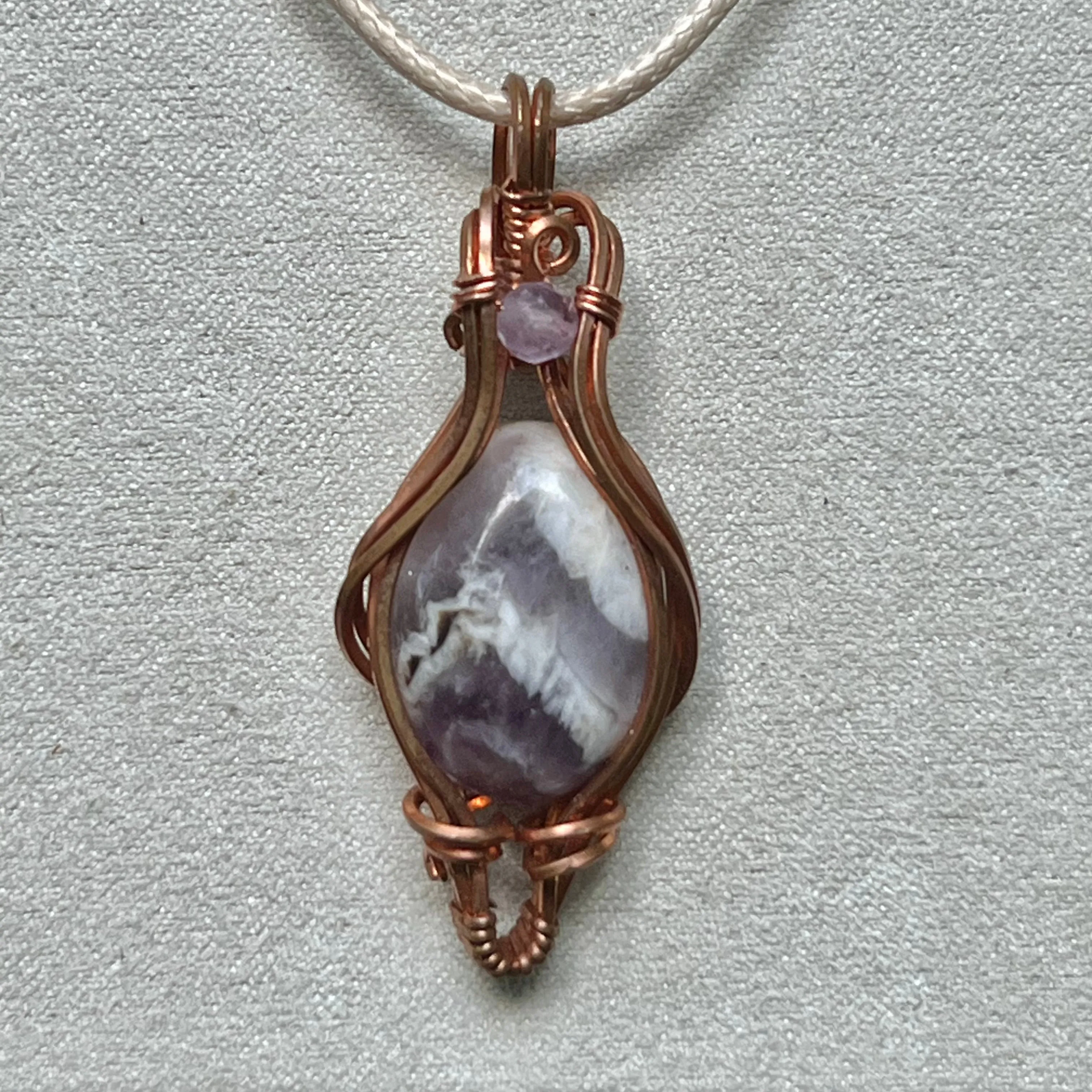 Chevron Amethyst Wire-Wrapped Pendant