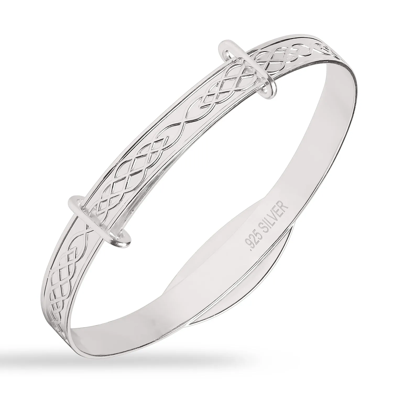 Children's Customised Birthsone Celtic Baby Bangle in Silver (0–1 years)