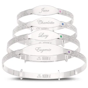 Children’s Personalised Silver Birthstone Bangle (0-5  yrs)