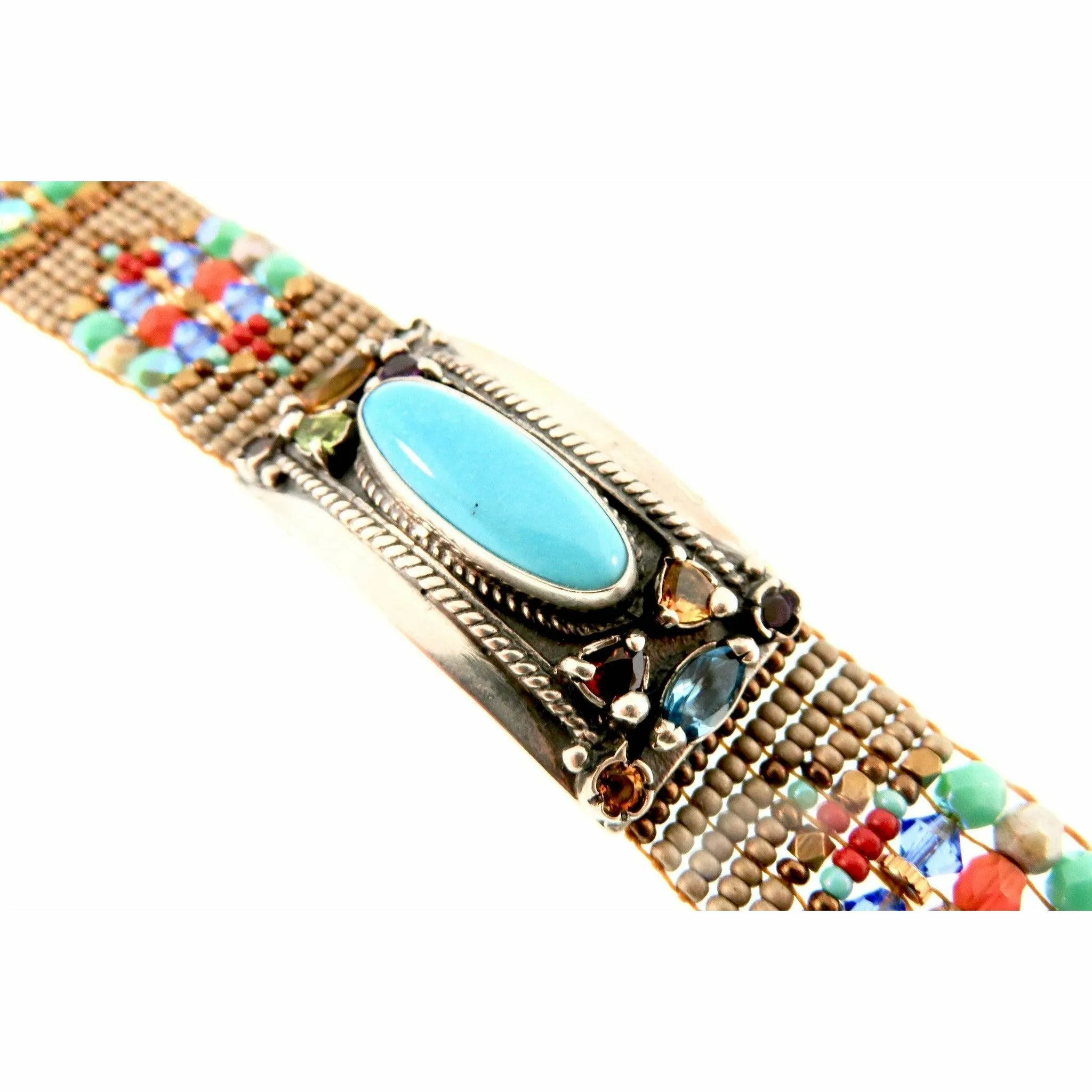 Chili Rose Cowgirl  Bronze & Turquoise  Gemstone Bracelet