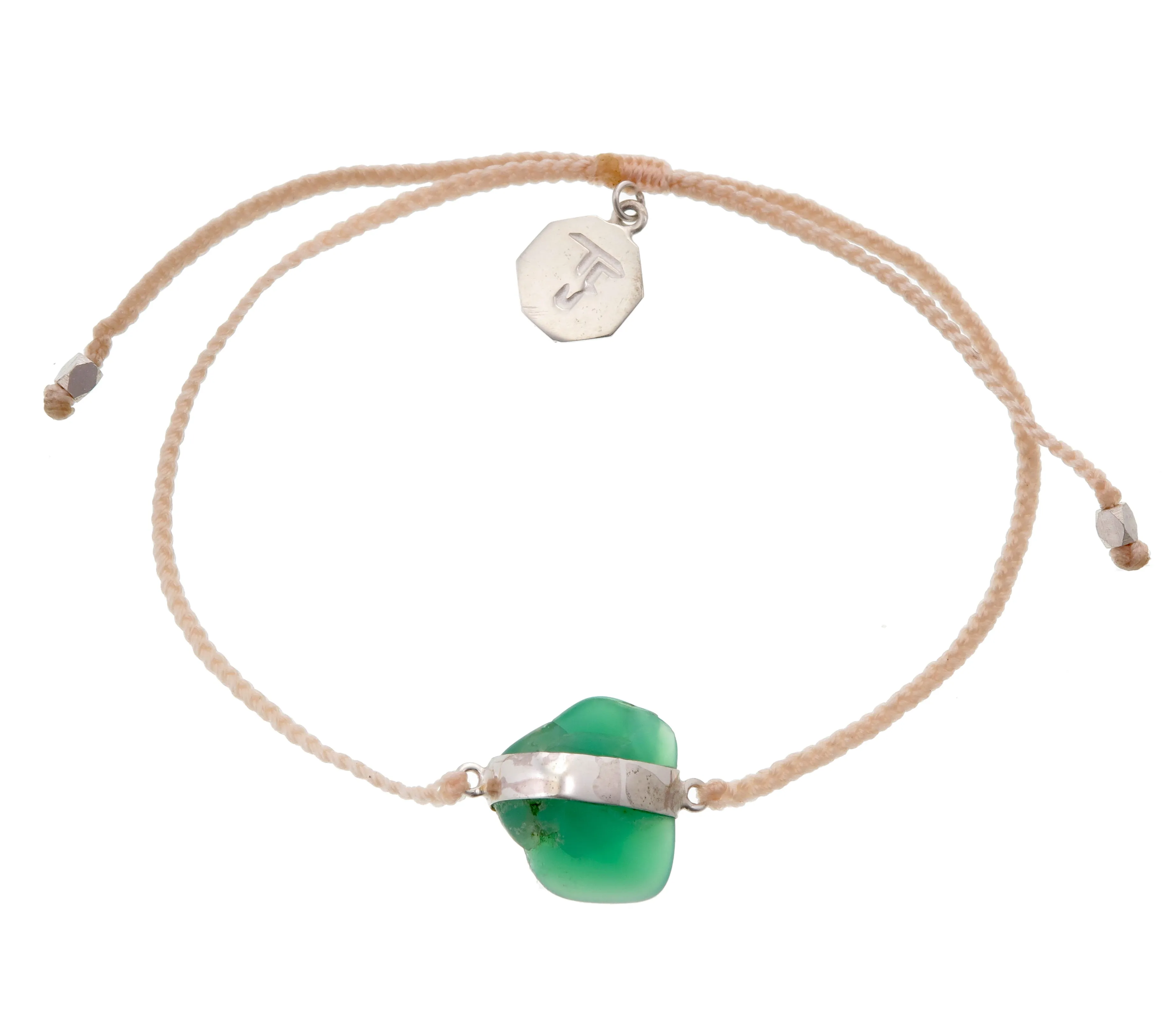 CHRYSOPRASE CRYSTAL BRACELET - PALE PINK - SILVER