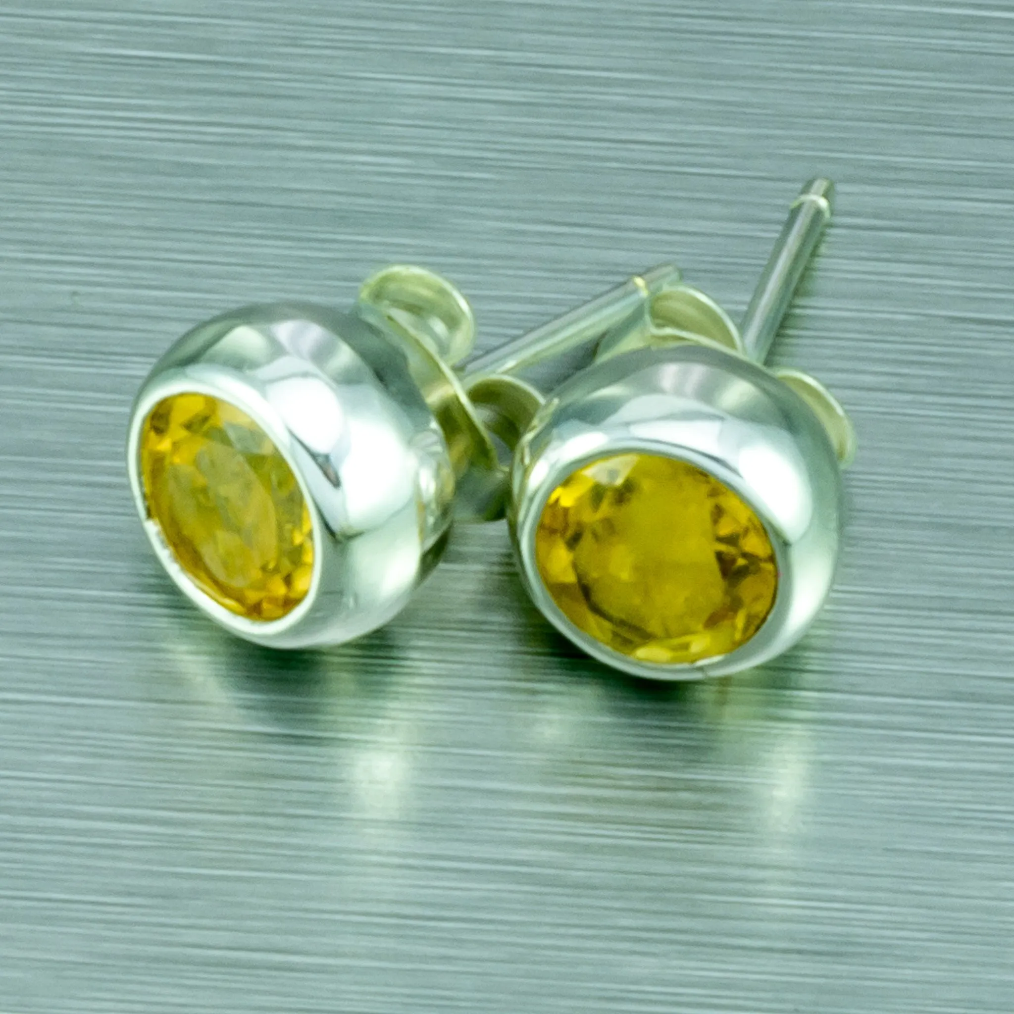 Citrine Sterling Silver Stud Earrings