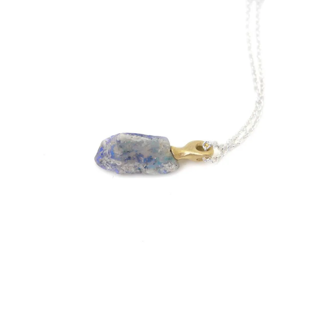 Cloudburst Raw Opal Cameo Necklace