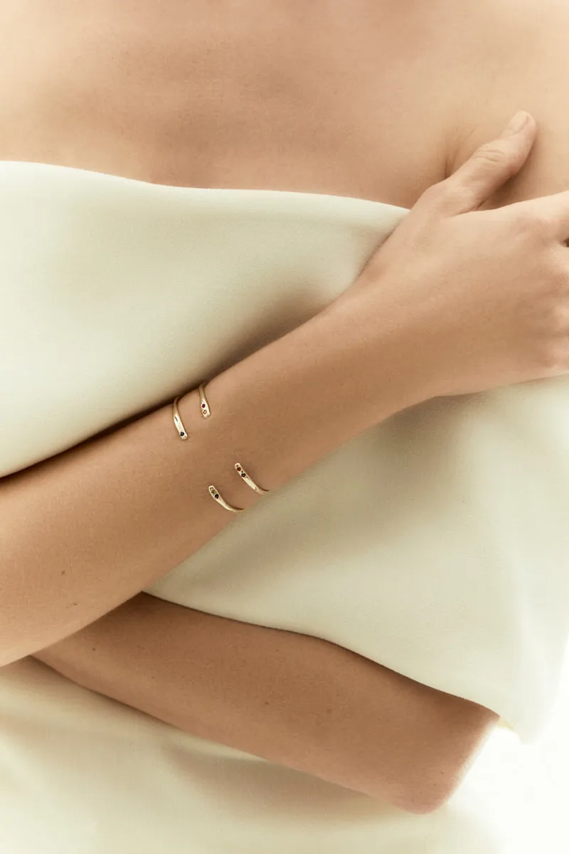 Collective Stone Cuff Bracelet | Solid Yellow Gold