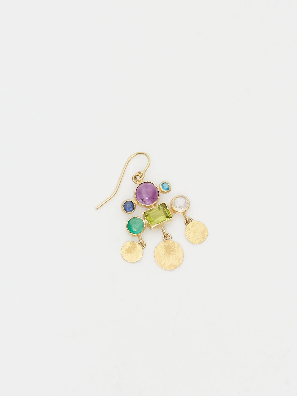 Confetti Multi-Gemstone Earrings with 22k Yellow Gold Squashes