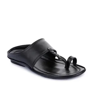 Coolers Casual Black Toe Ring Slippers For Men SRLE-159 By Liberty