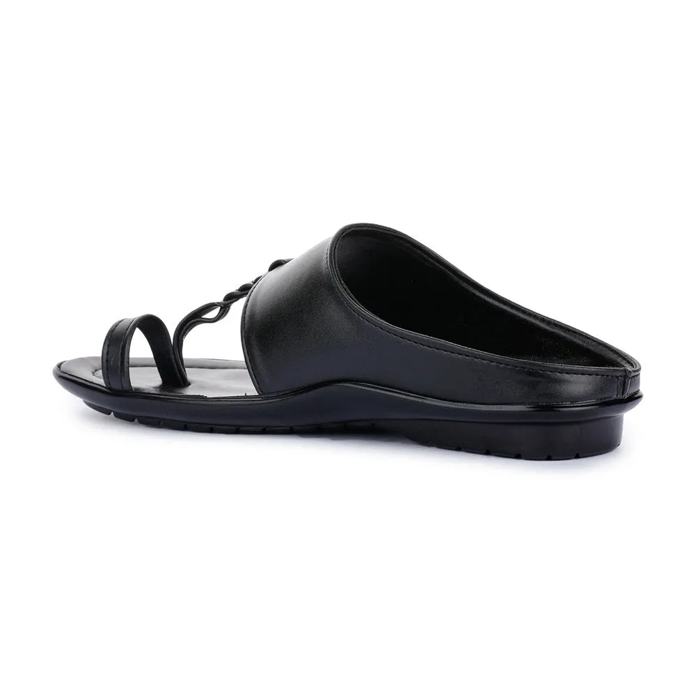 Coolers Casual Black Toe Ring Slippers For Men SRLE-159 By Liberty