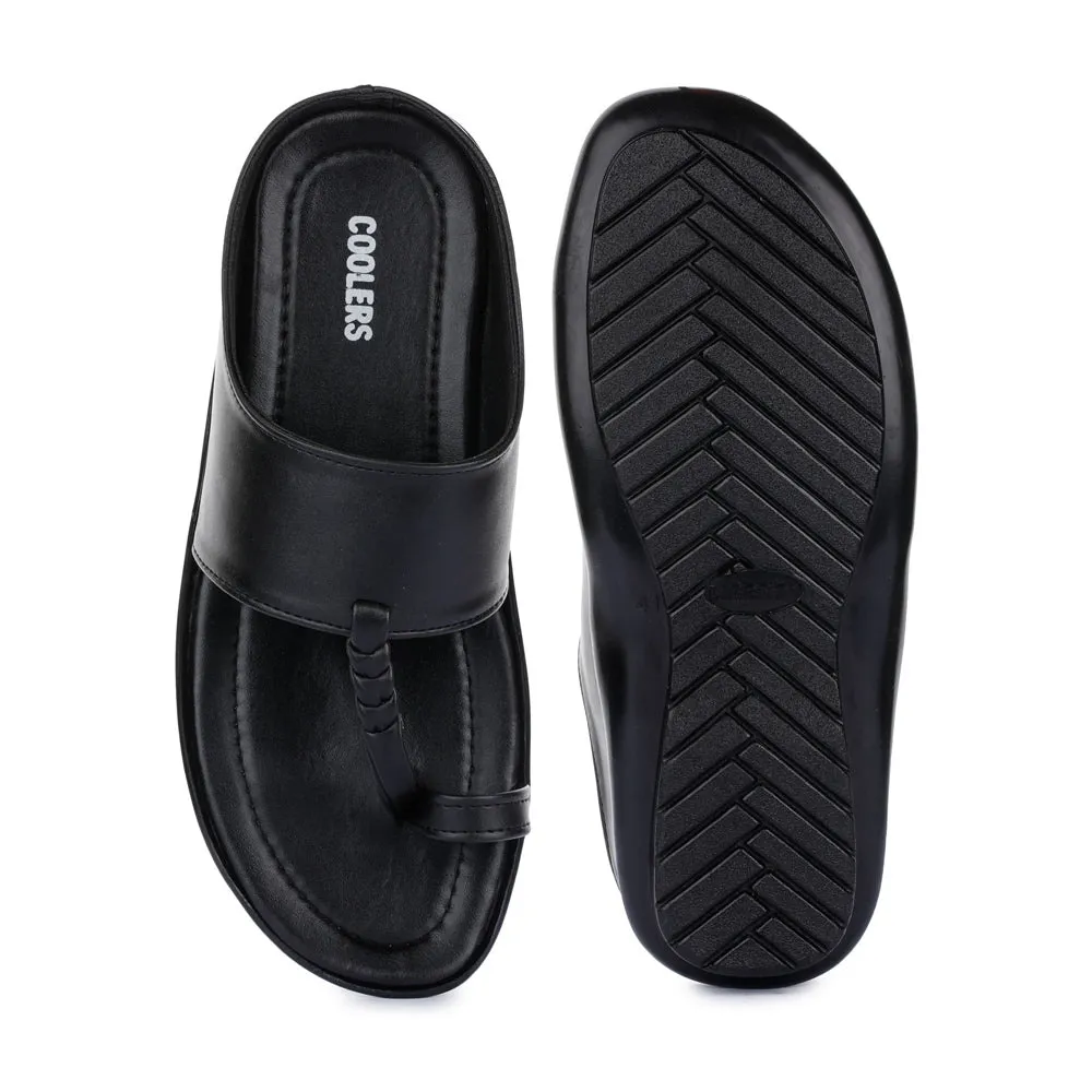 Coolers Casual Black Toe Ring Slippers For Men SRLE-159 By Liberty