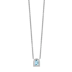 Couleur Sculptural Pendant Necklace, 18k White Gold with DAVIDOR Arch Cut Aquamarine and Brilliant Diamonds