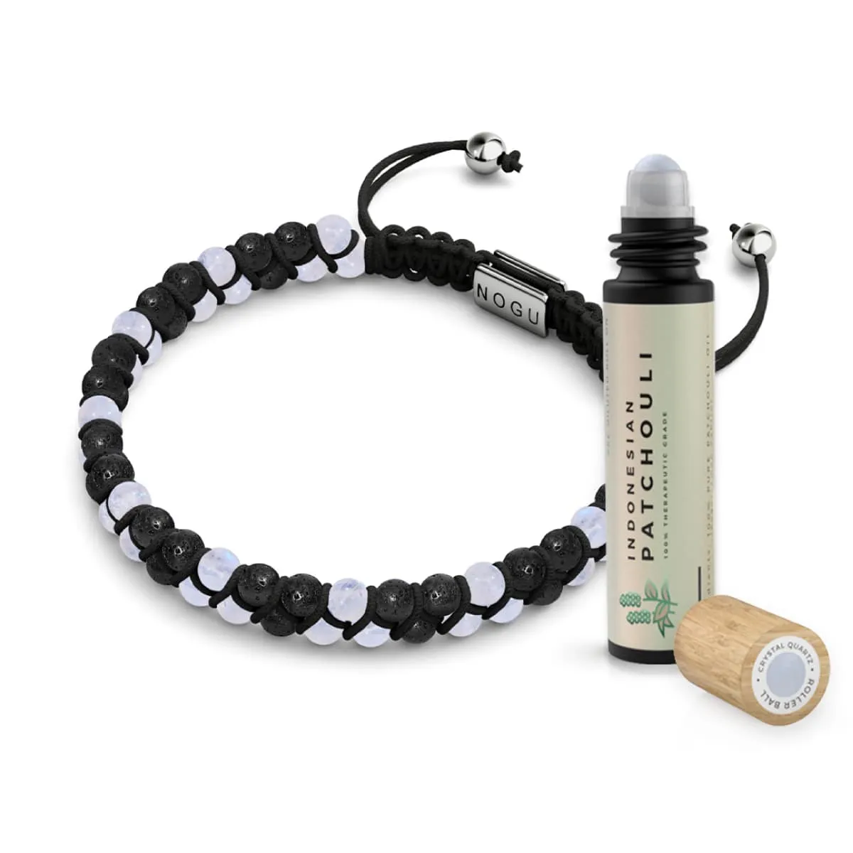 Crystal Quartz x Patchouli | Essential Oil Lava Rock Diffuser Bracelet Set