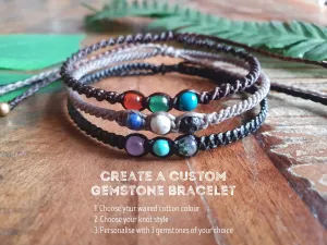 Custom gemstone bracelet, family children birthday birthstone gift design choose crystal personalised boho zodiac shamballa band