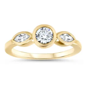 Dainty Three Stone Bezel Set Engagement Ring  - Hazel