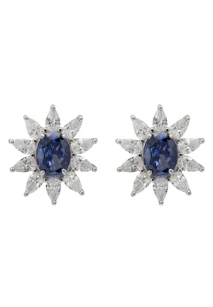 Daisy Gemstone Stud Earrings Tanzanite Silver