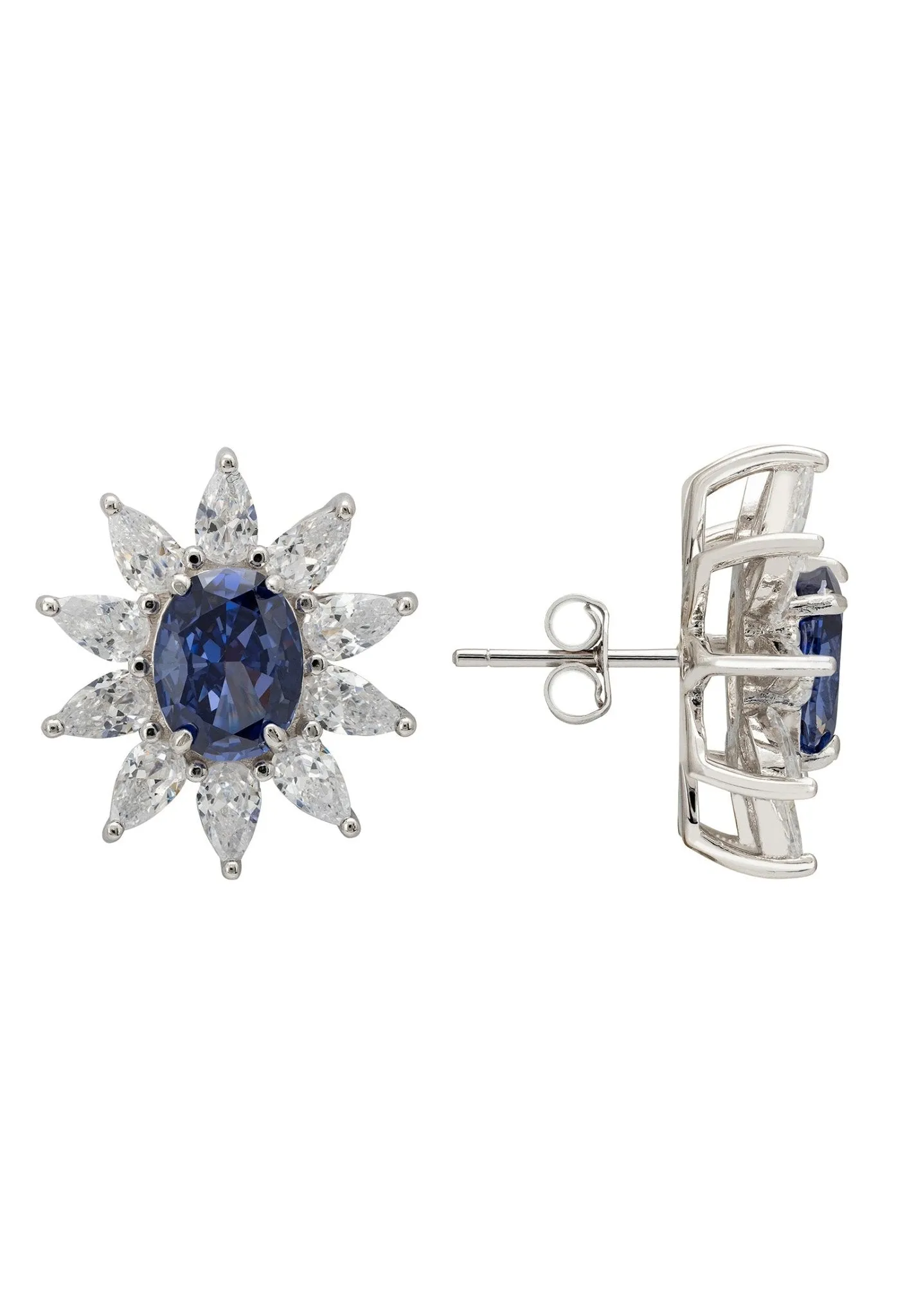 Daisy Gemstone Stud Earrings Tanzanite Silver