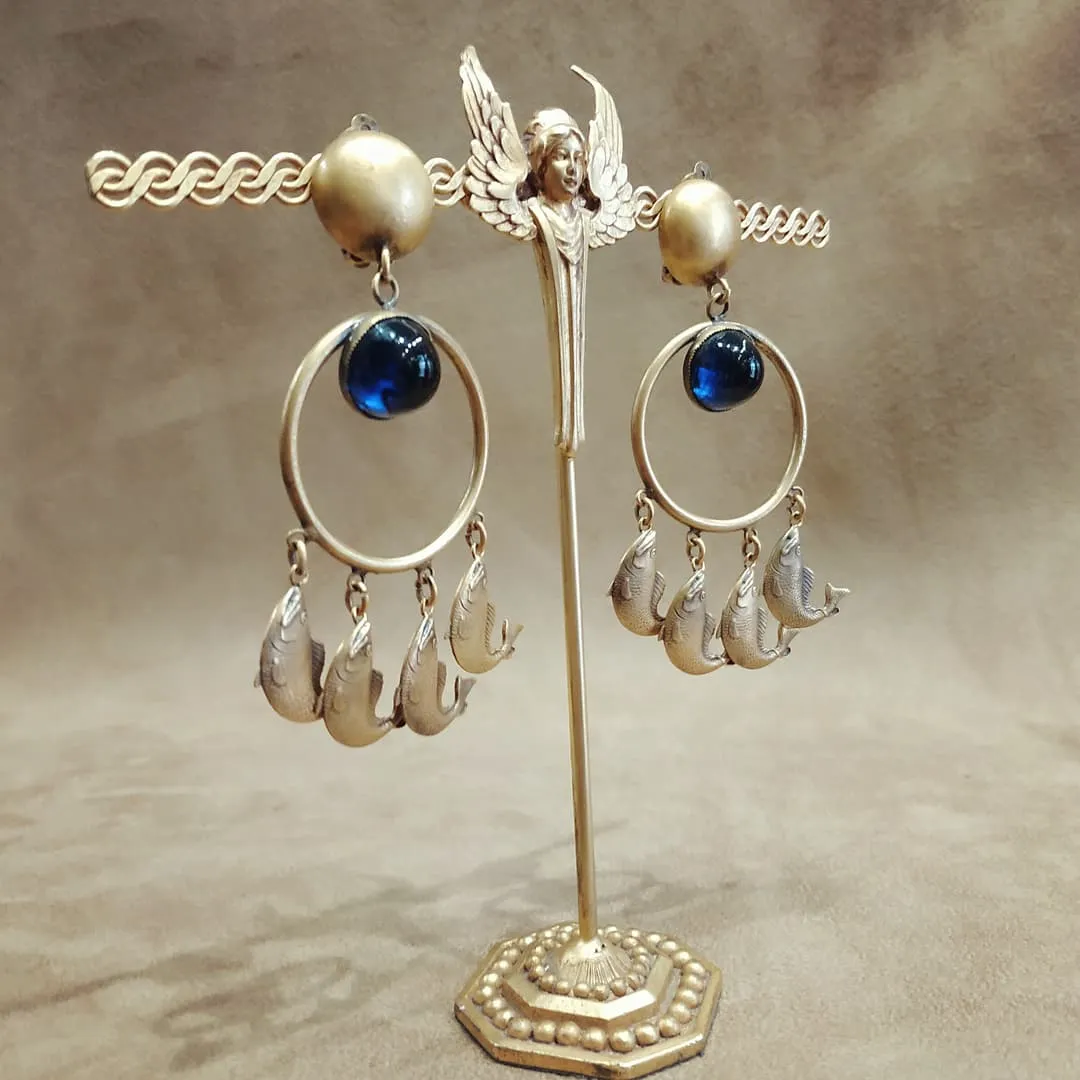 Dangling Fish Earrings by Joseff of Hollywood