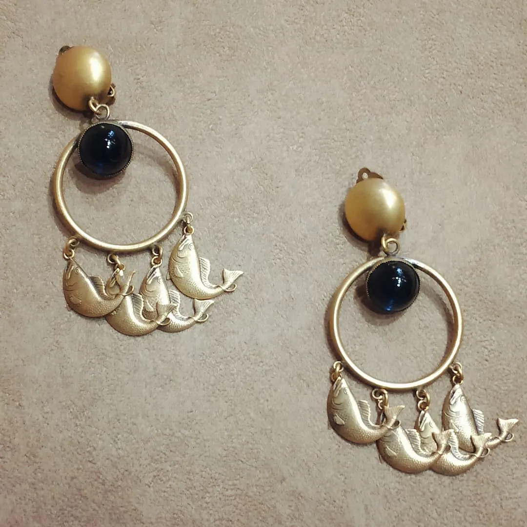 Dangling Fish Earrings by Joseff of Hollywood