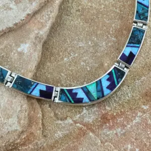 David Rosales Shalako Fancy Inlay Sterling Silver Necklace