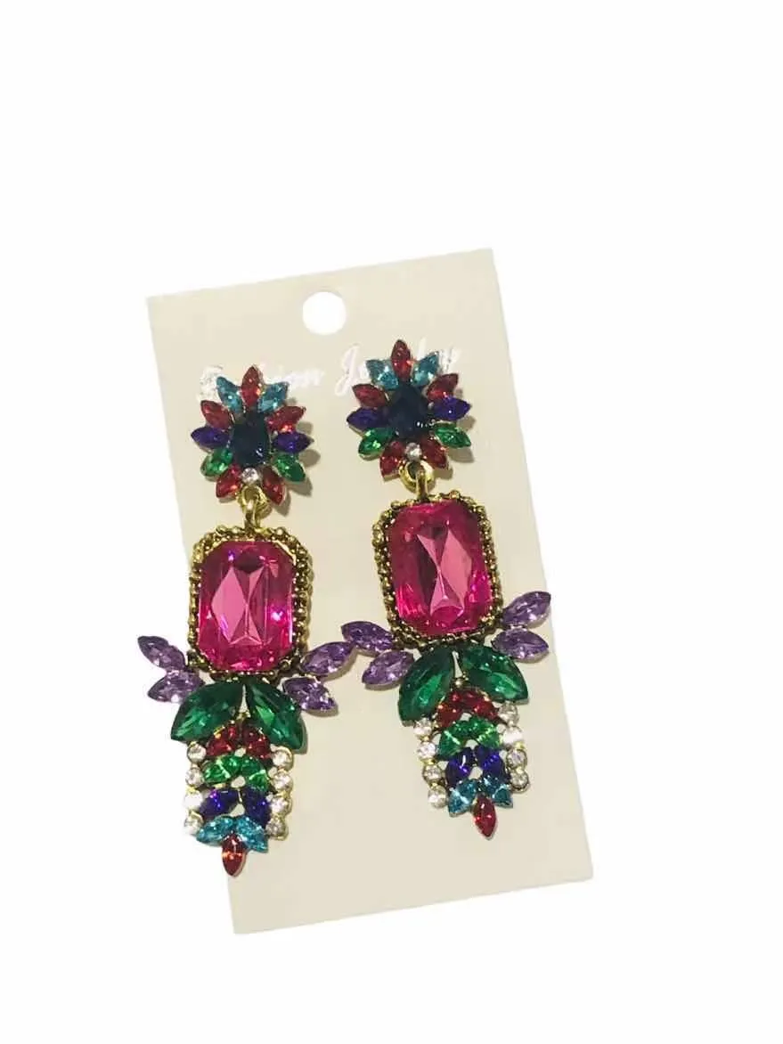 Decor Gemstone Chandelier Earrings