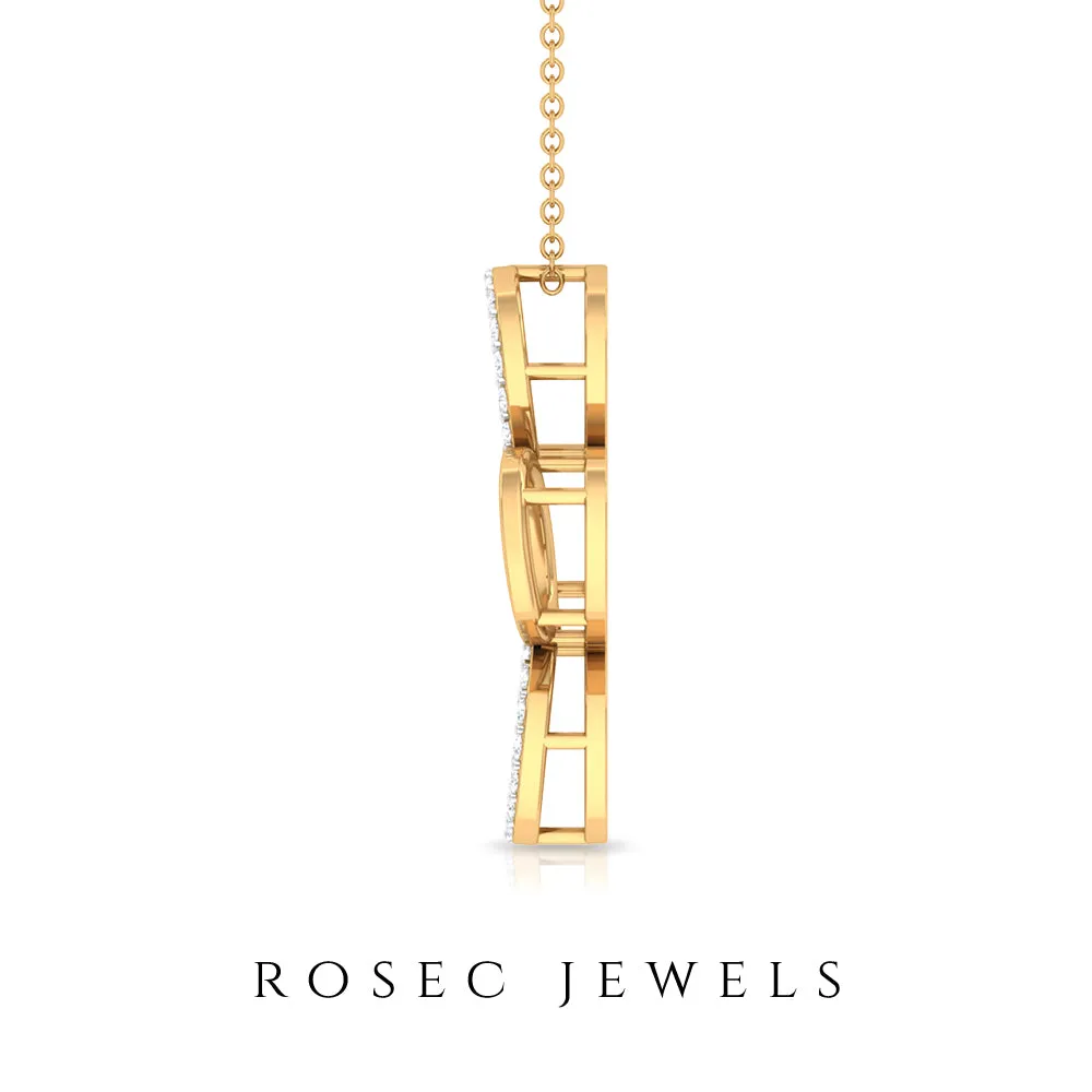 Diamond Contemporary Pendant Necklace in Two Tone Gold