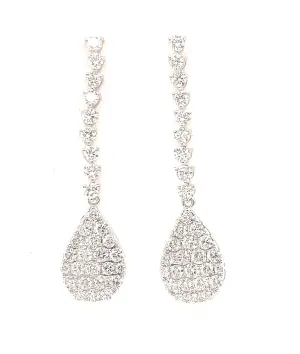 Diamond Pave Teardrop Dangle Earrings