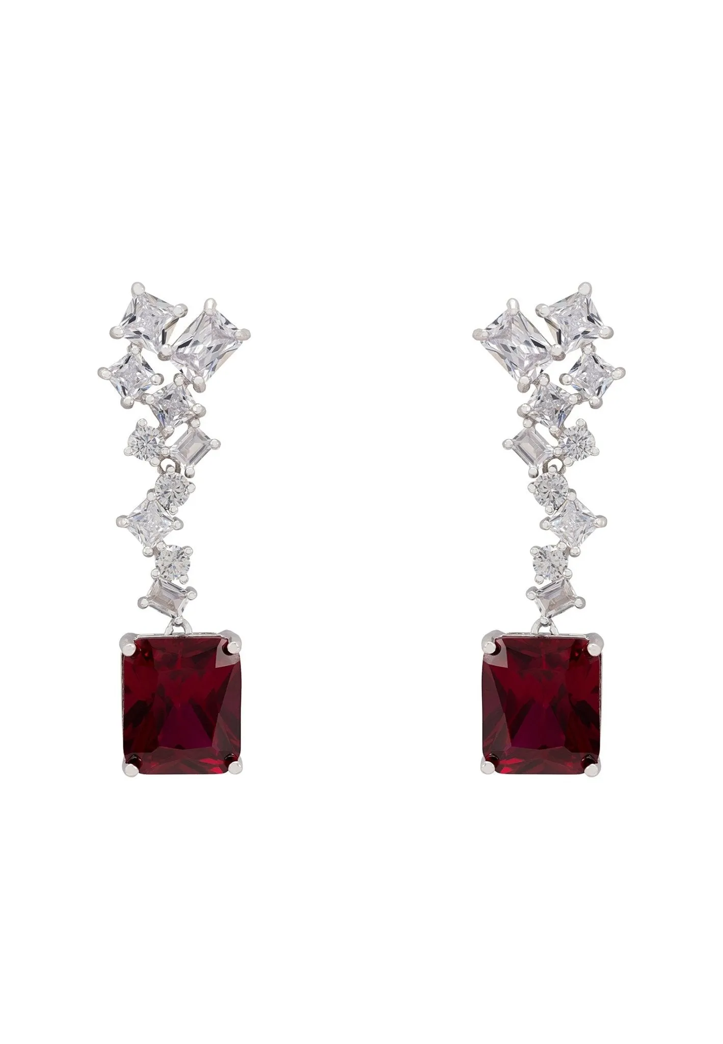 Diana Ruby Drop Earrings Silver