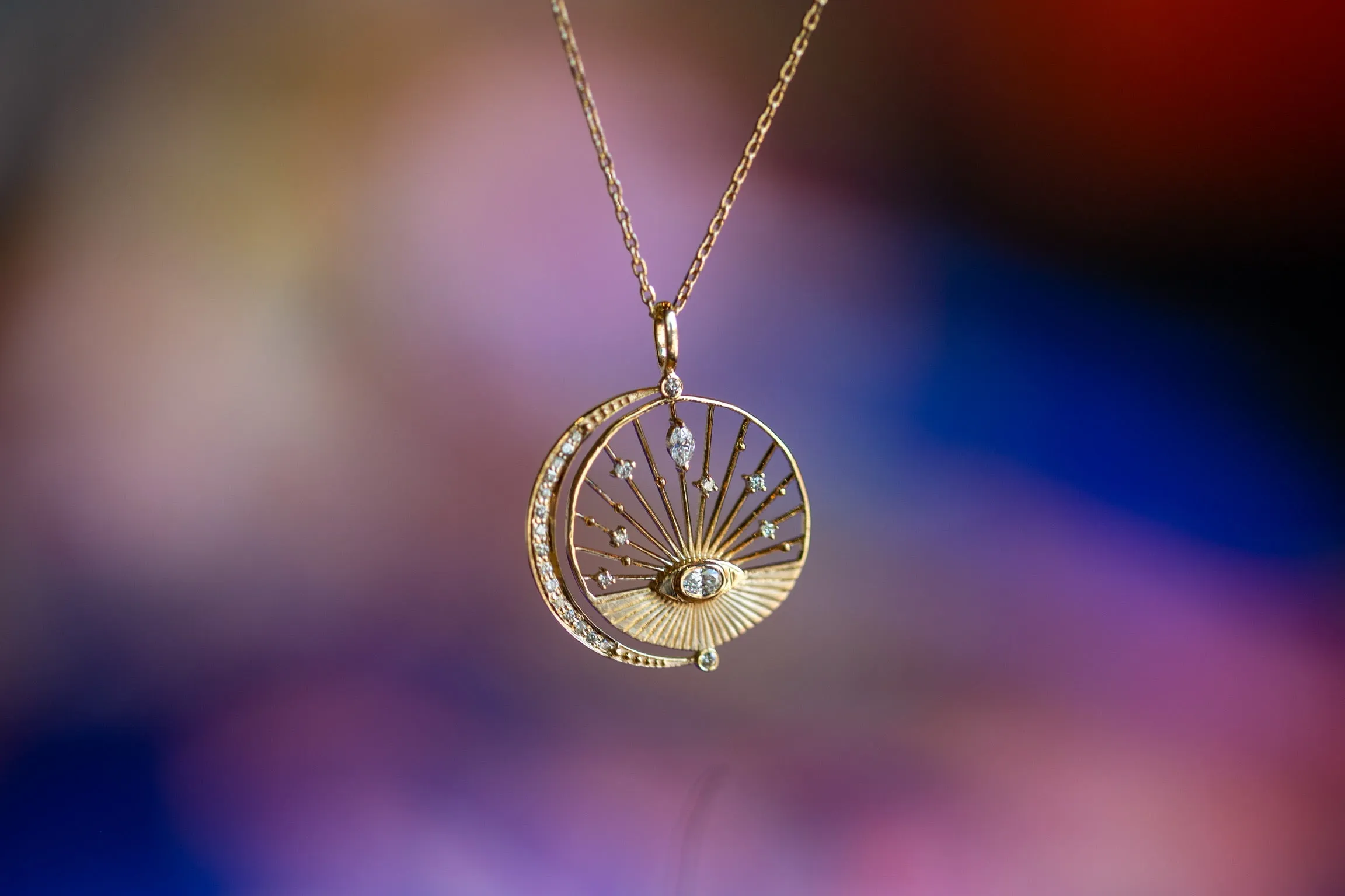 Dream Maker Oval Diamond and Moon Necklace