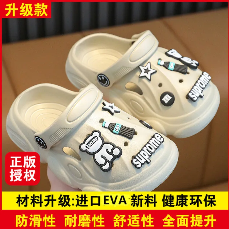 Dunnmall Parent-Child Children's Sandals Summer Cartoon Closed Toe Hole Shoes Men's and Women's Large and Medium-Sized Baby Non-Slip Eva Tasteless