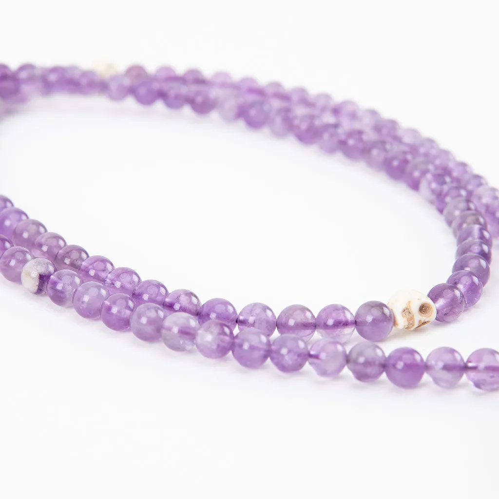 Dzi, Skull & Amethyst Mala Necklace