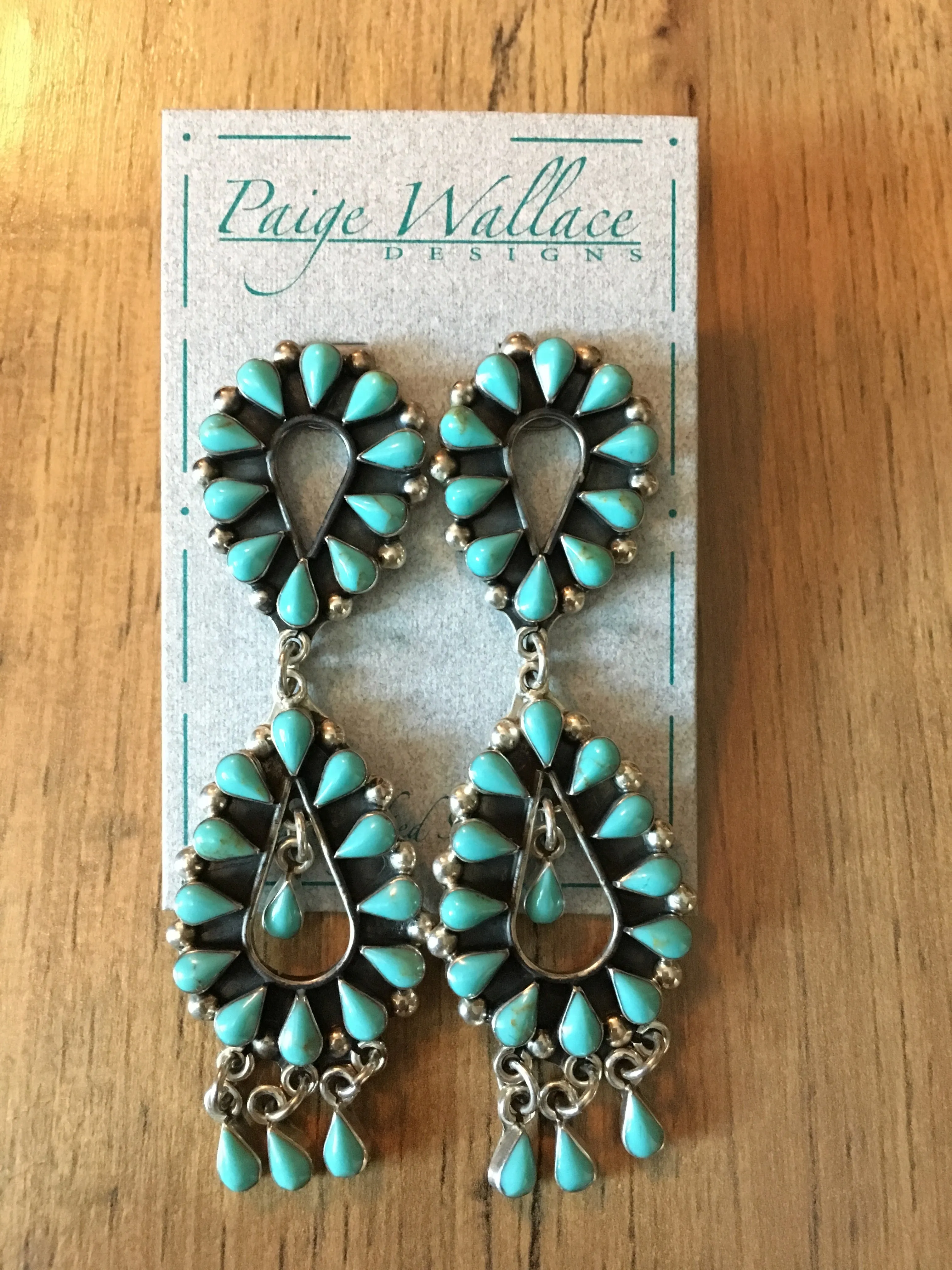 Earrings, Turquoise Chandelier Double Tier, 325BT - Sale!