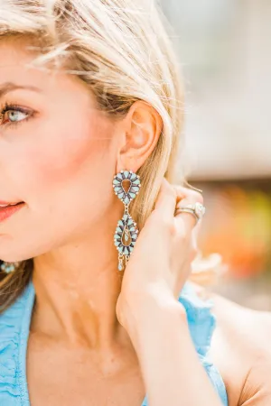 Earrings, Turquoise Chandelier Double Tier, 325BT - Sale!