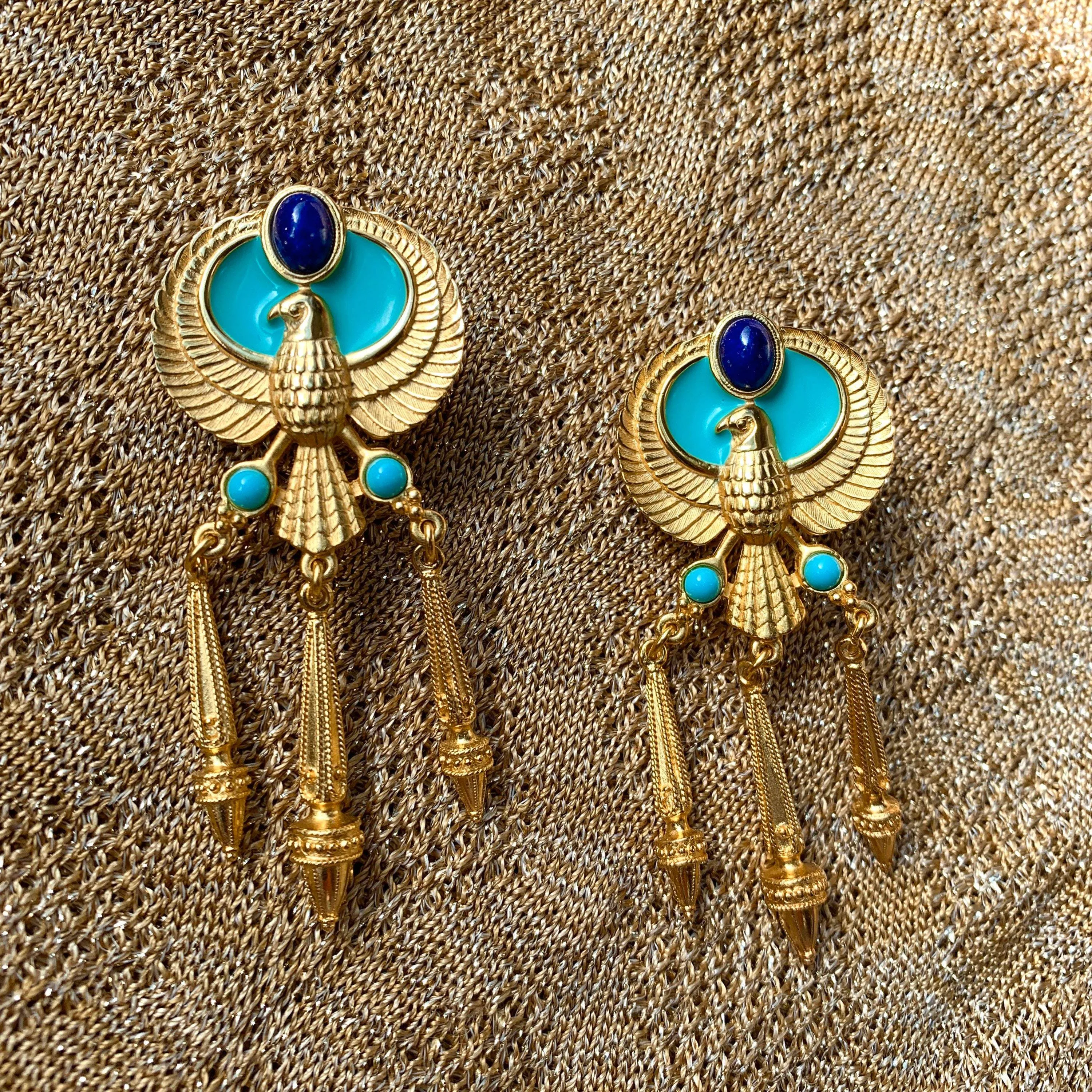 Egyptian Earrings by Elizabeth Taylor for Avon Turquoise