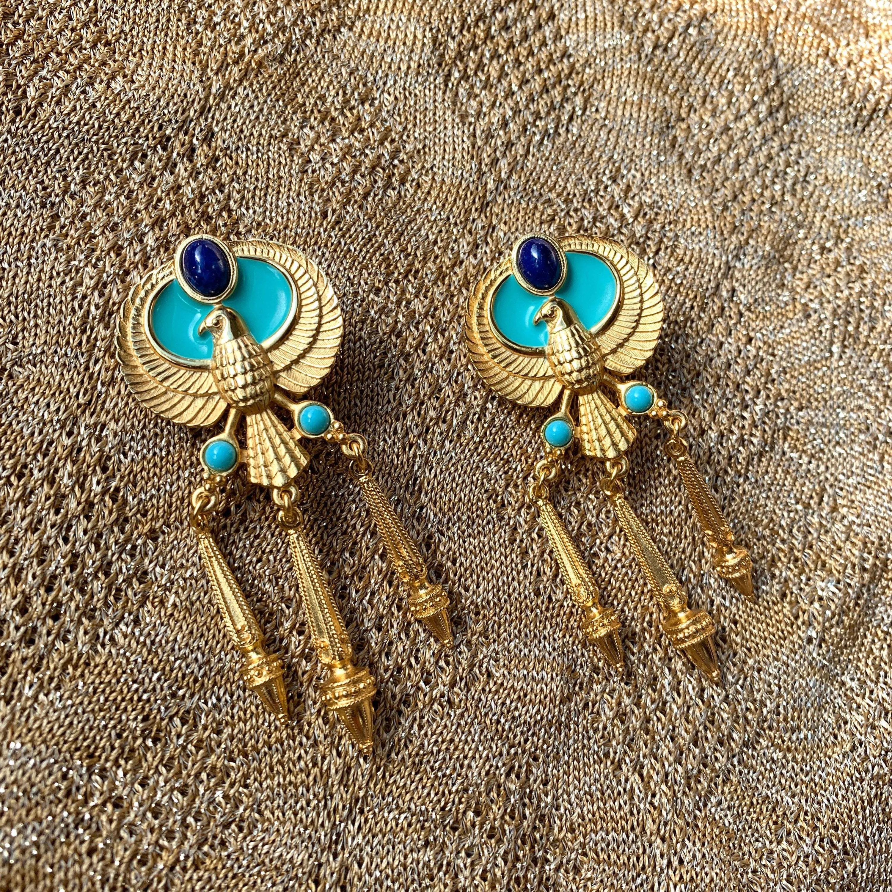 Egyptian Earrings by Elizabeth Taylor for Avon Turquoise