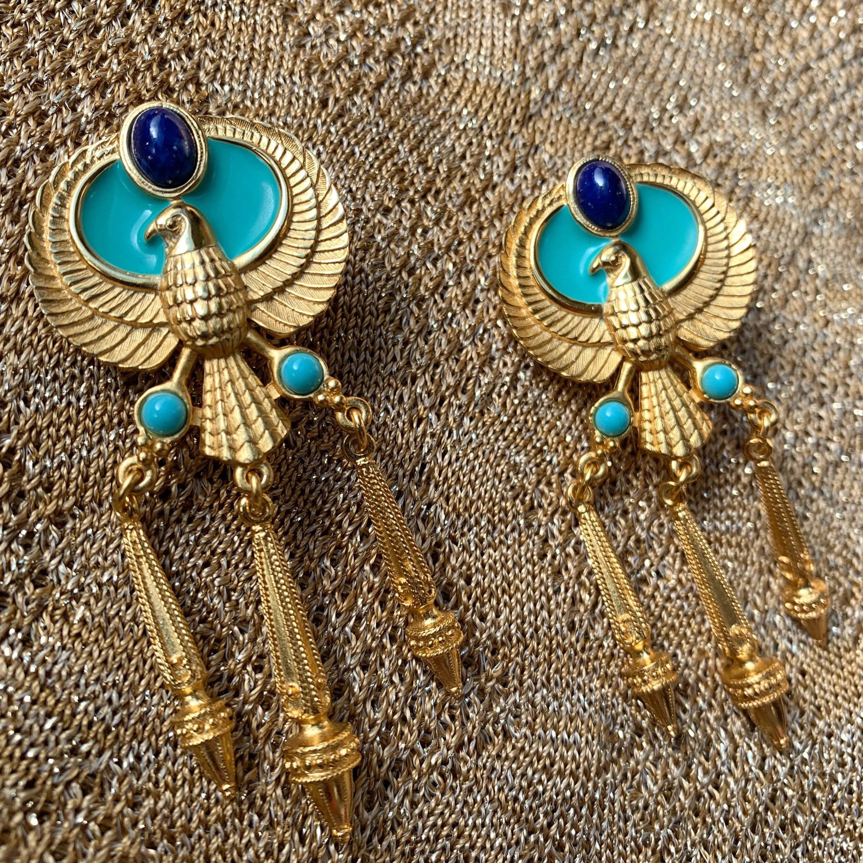 Egyptian Earrings by Elizabeth Taylor for Avon Turquoise