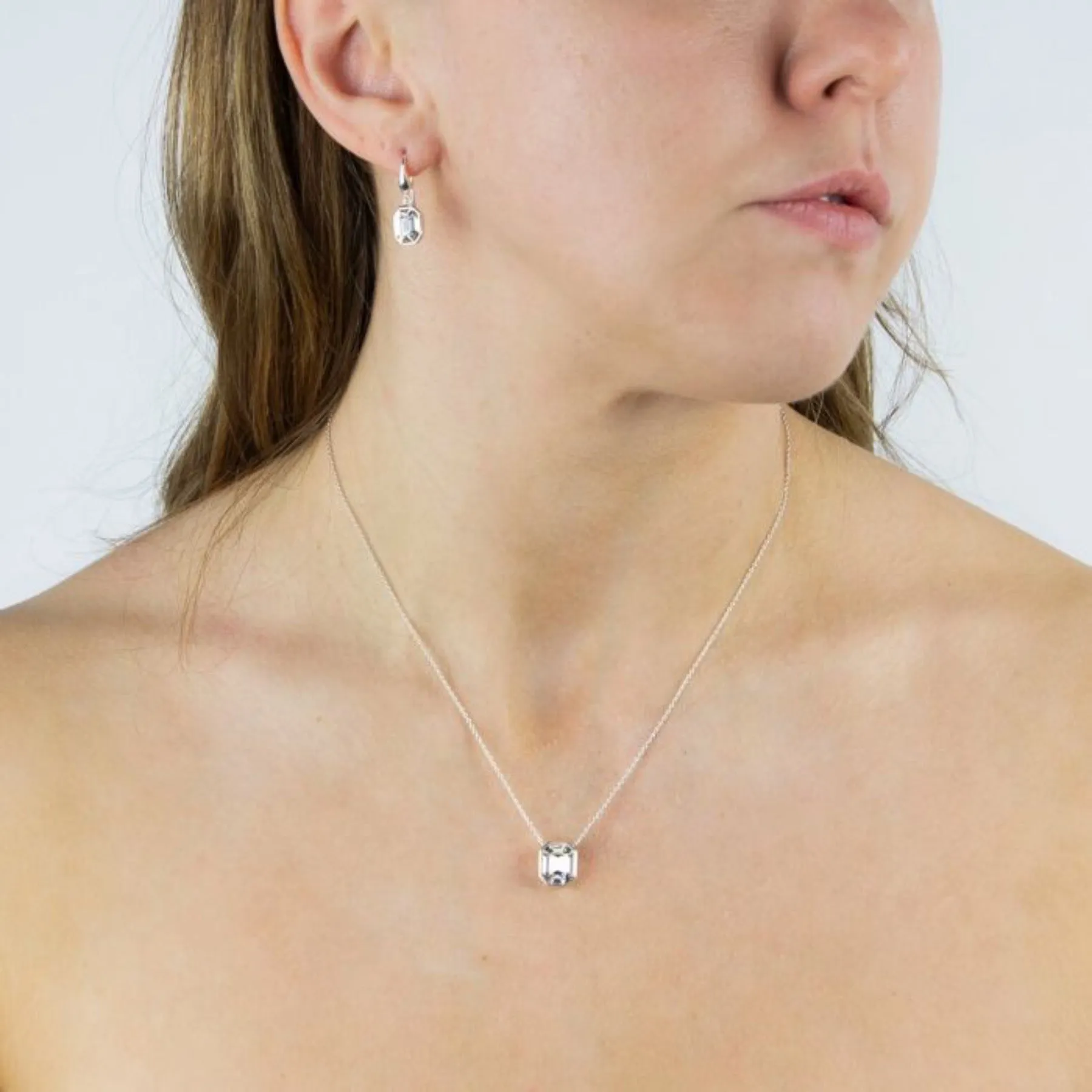 Elongated Octagon CZ Necklace