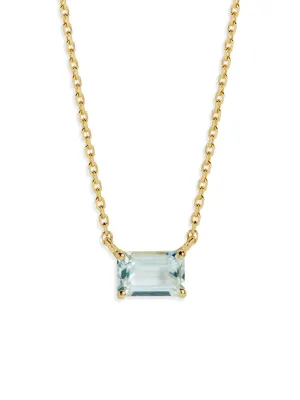 Emerald Cut Green Amethyst Yellow Gold Necklace