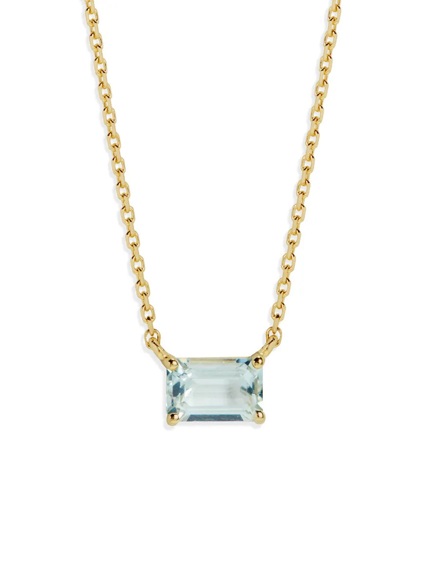 Emerald Cut Green Amethyst Yellow Gold Necklace