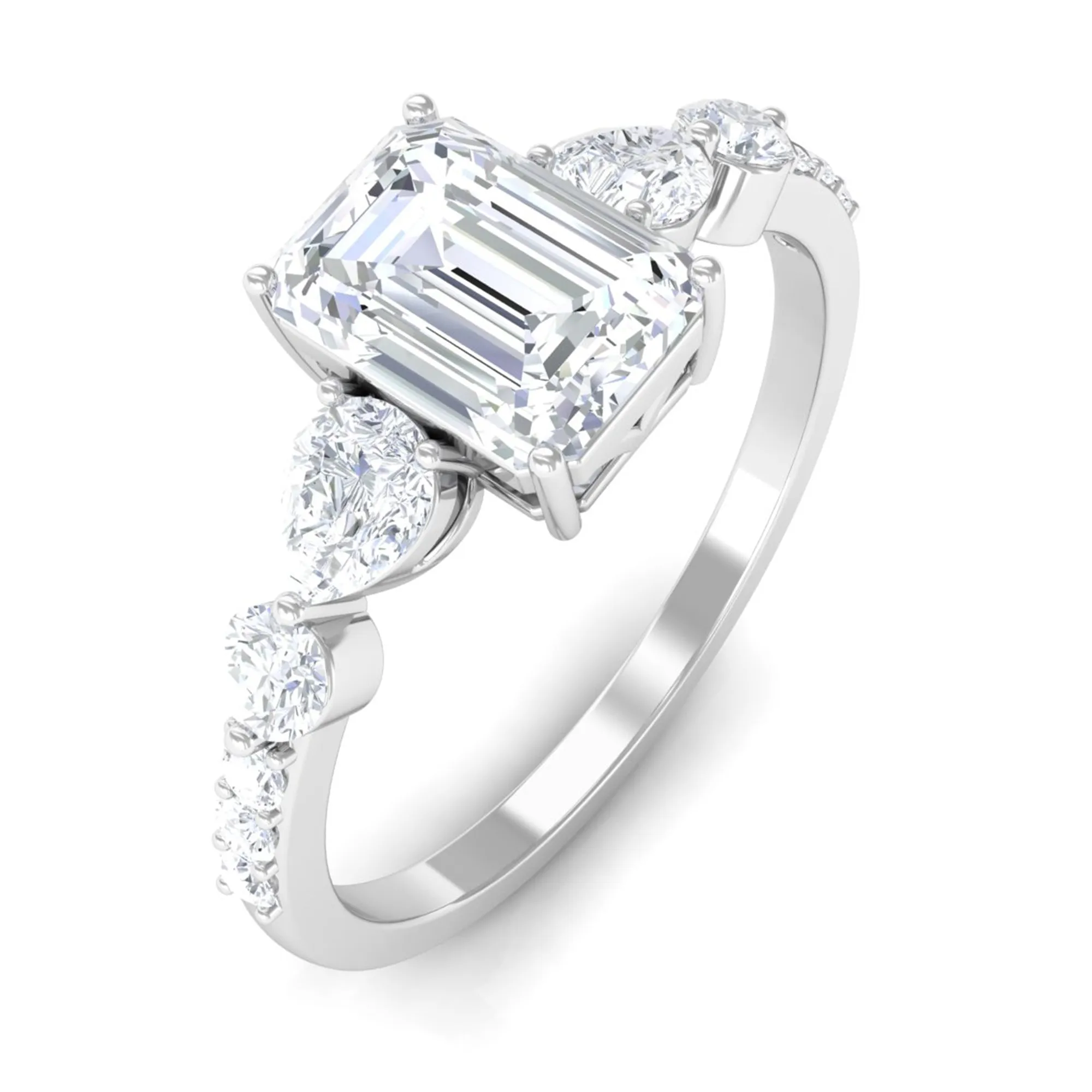 Emerald Cut Zircon Classic Solitaire Engagement Ring