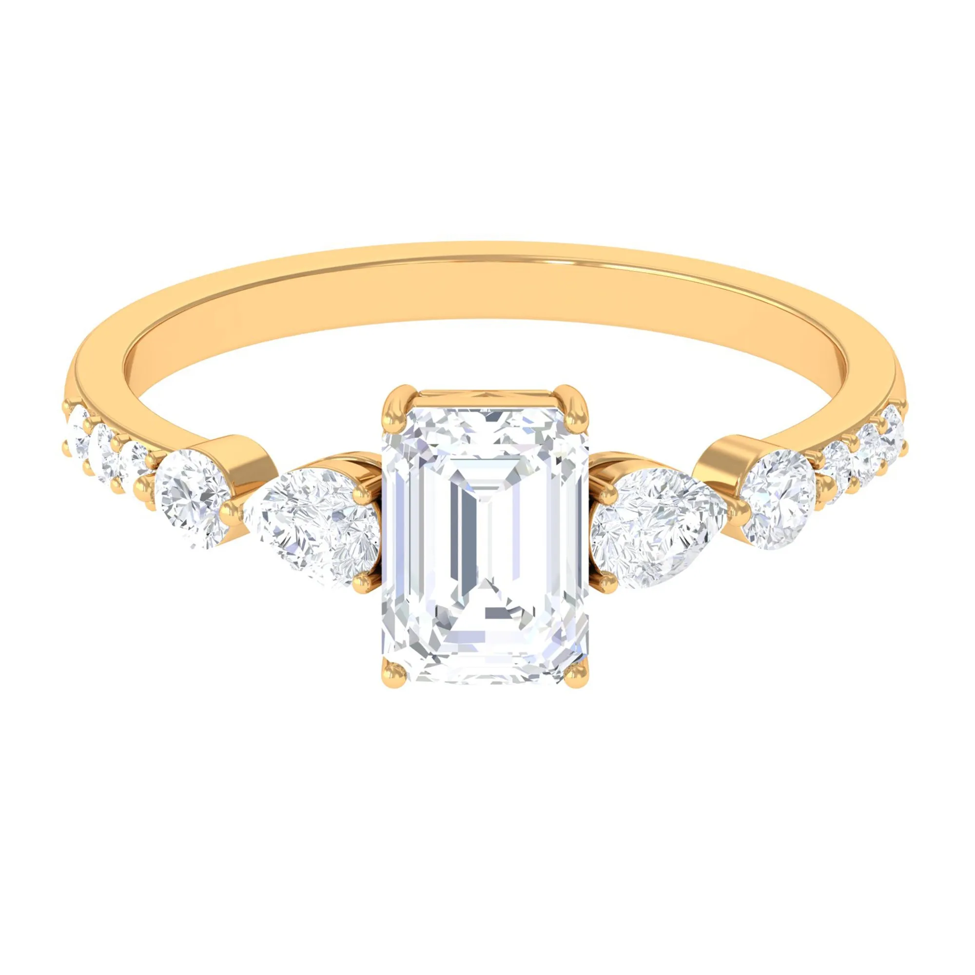 Emerald Cut Zircon Classic Solitaire Engagement Ring