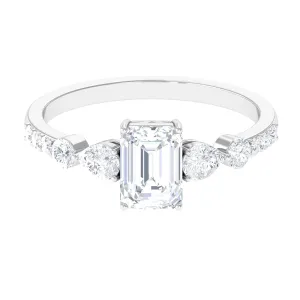 Emerald Cut Zircon Classic Solitaire Engagement Ring