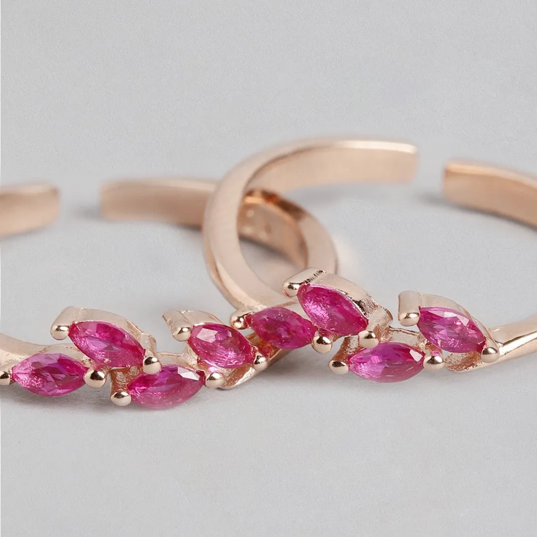 Enchanting Leaflet Rose Gold-Plated 925 Sterling Silver Toe Ring