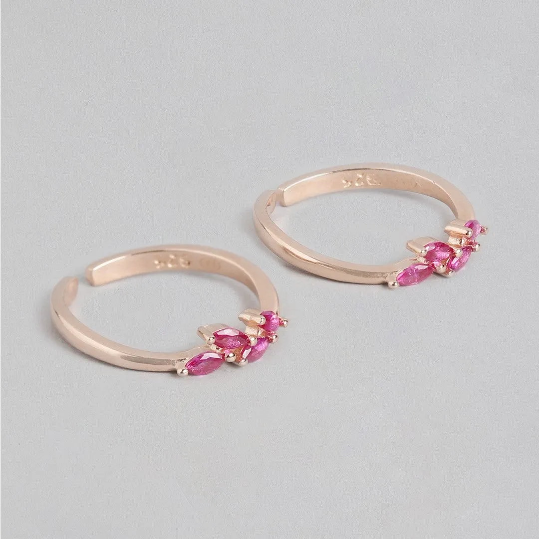 Enchanting Leaflet Rose Gold-Plated 925 Sterling Silver Toe Ring