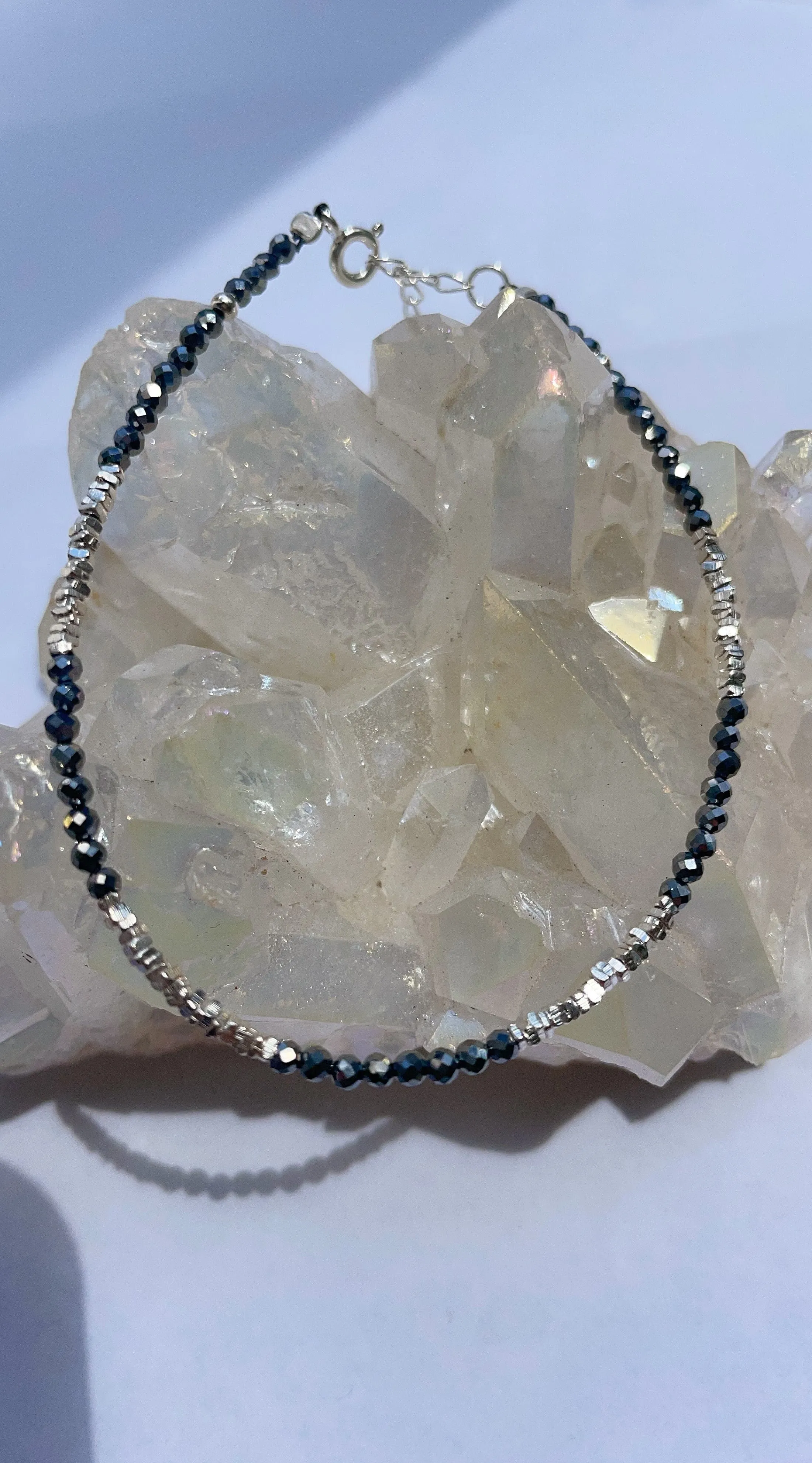 Faceted Crystal Bracelet Sterling Silver