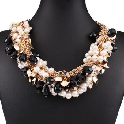 Fathion Pearl and Rhinestone Matched Women's Necklace