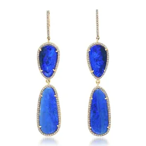 FAVOR DIAMOND EARRINGS, BLUE OPAL