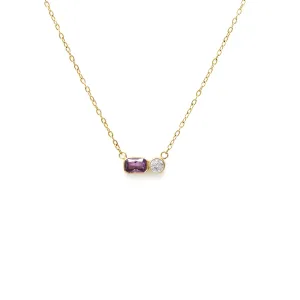 February Amethyst Birthstone Necklace - Yellow Gold